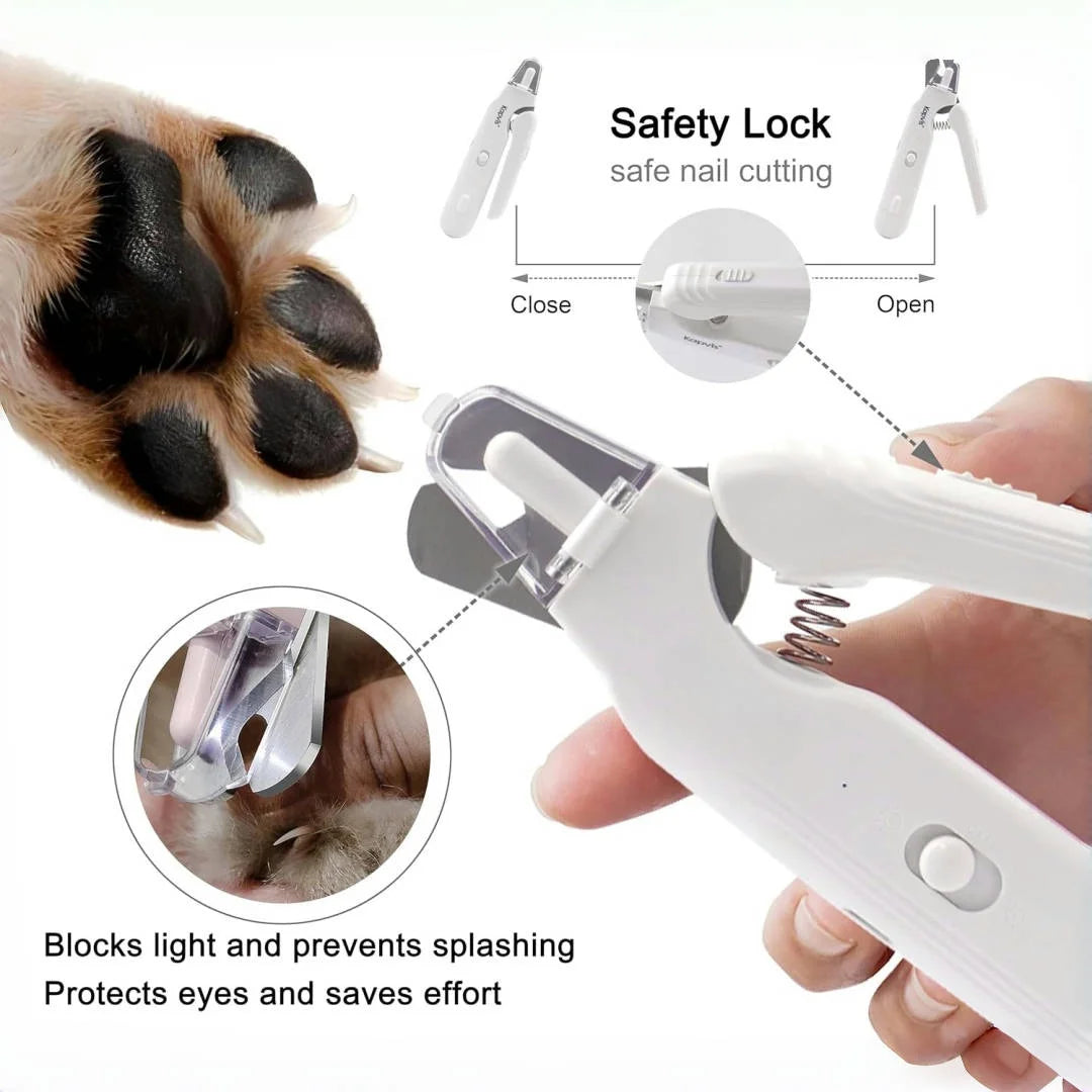 “LED Pet Nail Clipper – Safe Nail Trimmer with Guard for Dogs & Cats”