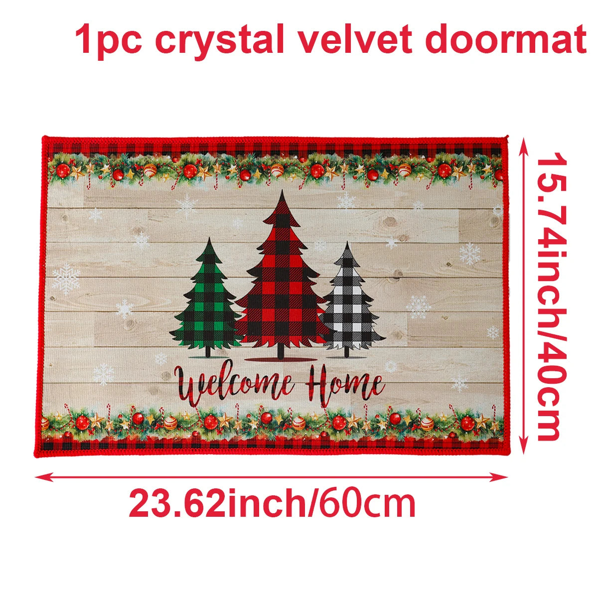 EURO VIBE Merry Christmas Decorative Floor Mat – Festive Holiday Rug
