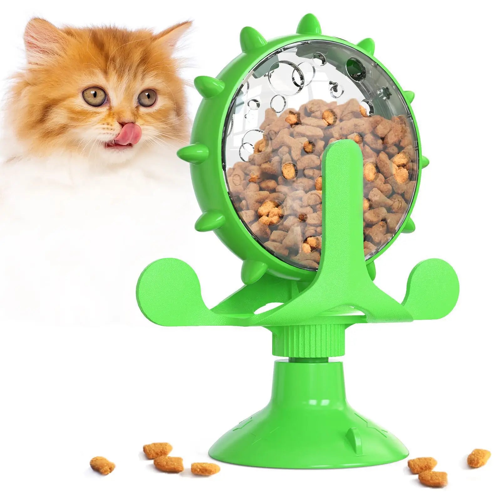 EURO VIBE Spinning Cat Treat Dispenser Toy | Interactive Feeder