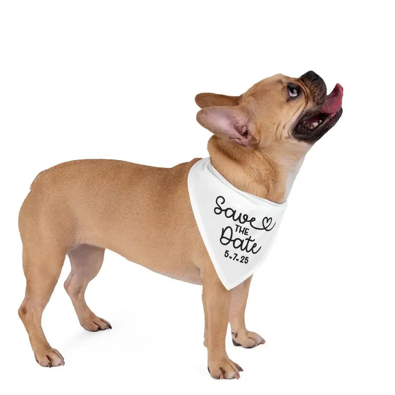 EURO VIBE Save the Date Dog Bandana – Wedding Announcement Accessory