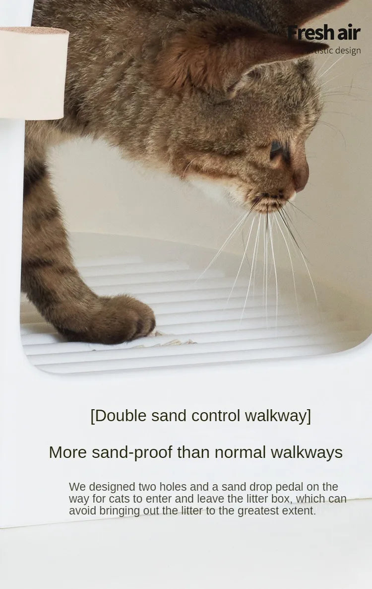 “Modern Enclosed Cat Litter Box & Hideaway – Stylish Cat Toilet