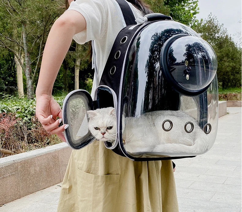 “Space Capsule Pet Backpack – Breathable Transparent Cat Carrier Bag”