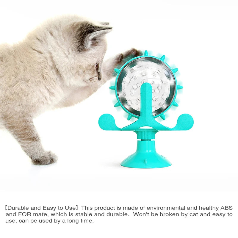 EURO VIBE Spinning Cat Treat Dispenser Toy | Interactive Feeder