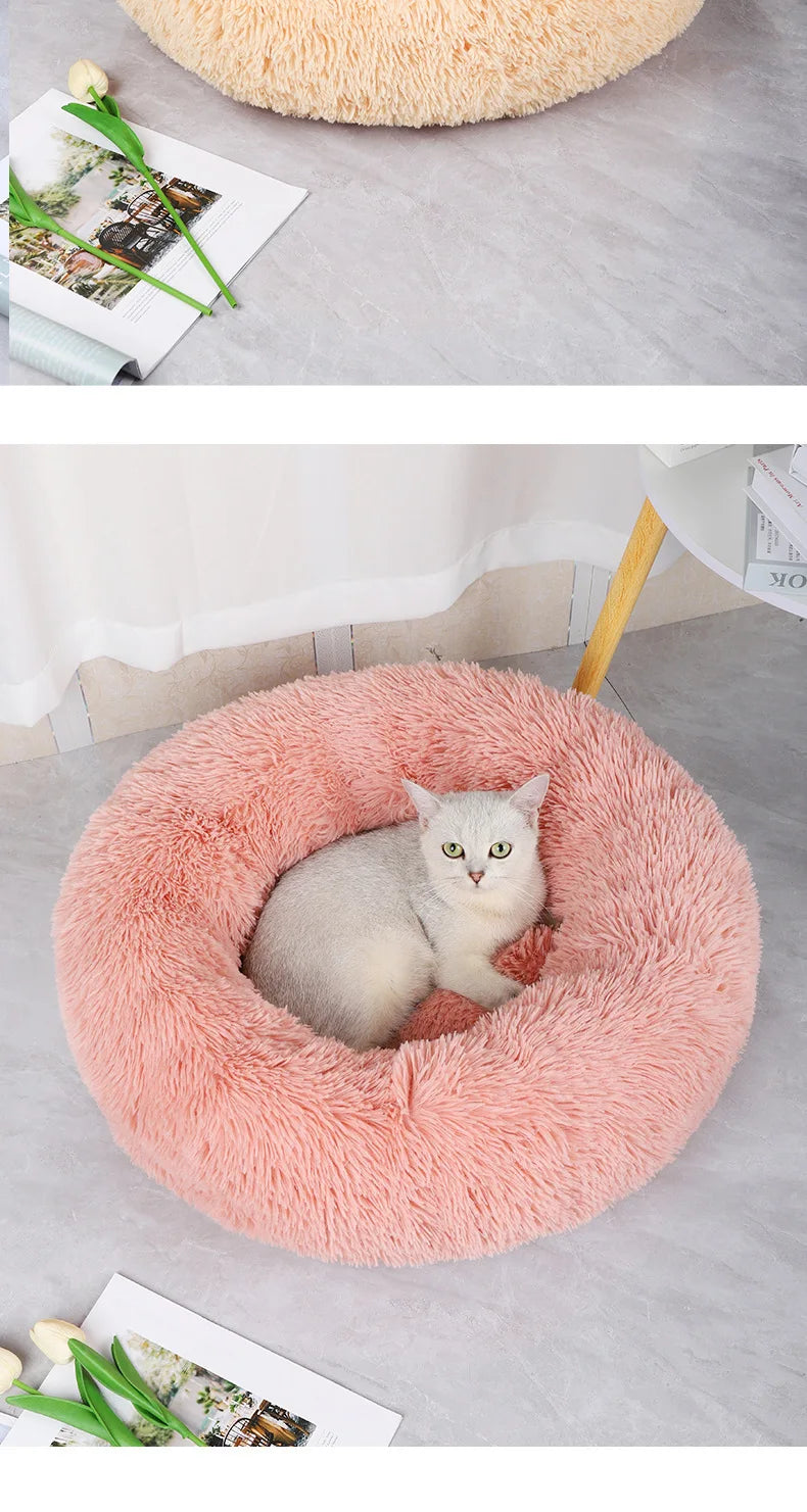 Fluffy Donut Cat Bed – Premium Soft Round Pet Cushion UK