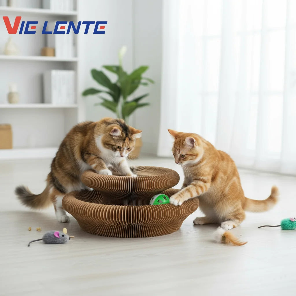 EURO VIBE Interactive Cardboard Cat Scratcher & Play Toy