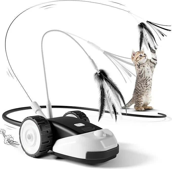 EURO VIBE Rolling Cat Teaser Toy | Feather Chase Play Set