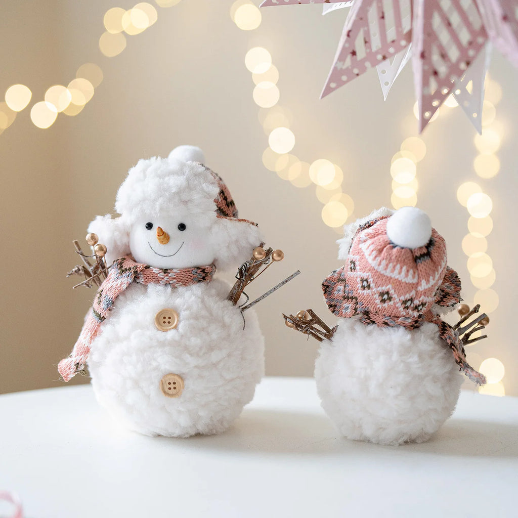 EURO VIBE Snowman Plush Decoration Set – Cute Christmas Table Ornaments