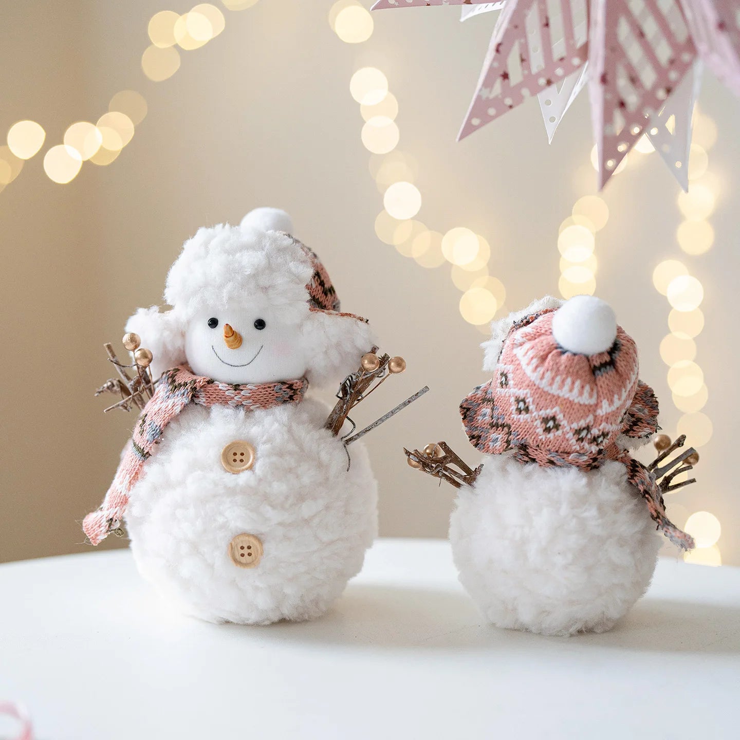 EURO VIBE Snowman Plush Decoration Set – Cute Christmas Table Ornaments