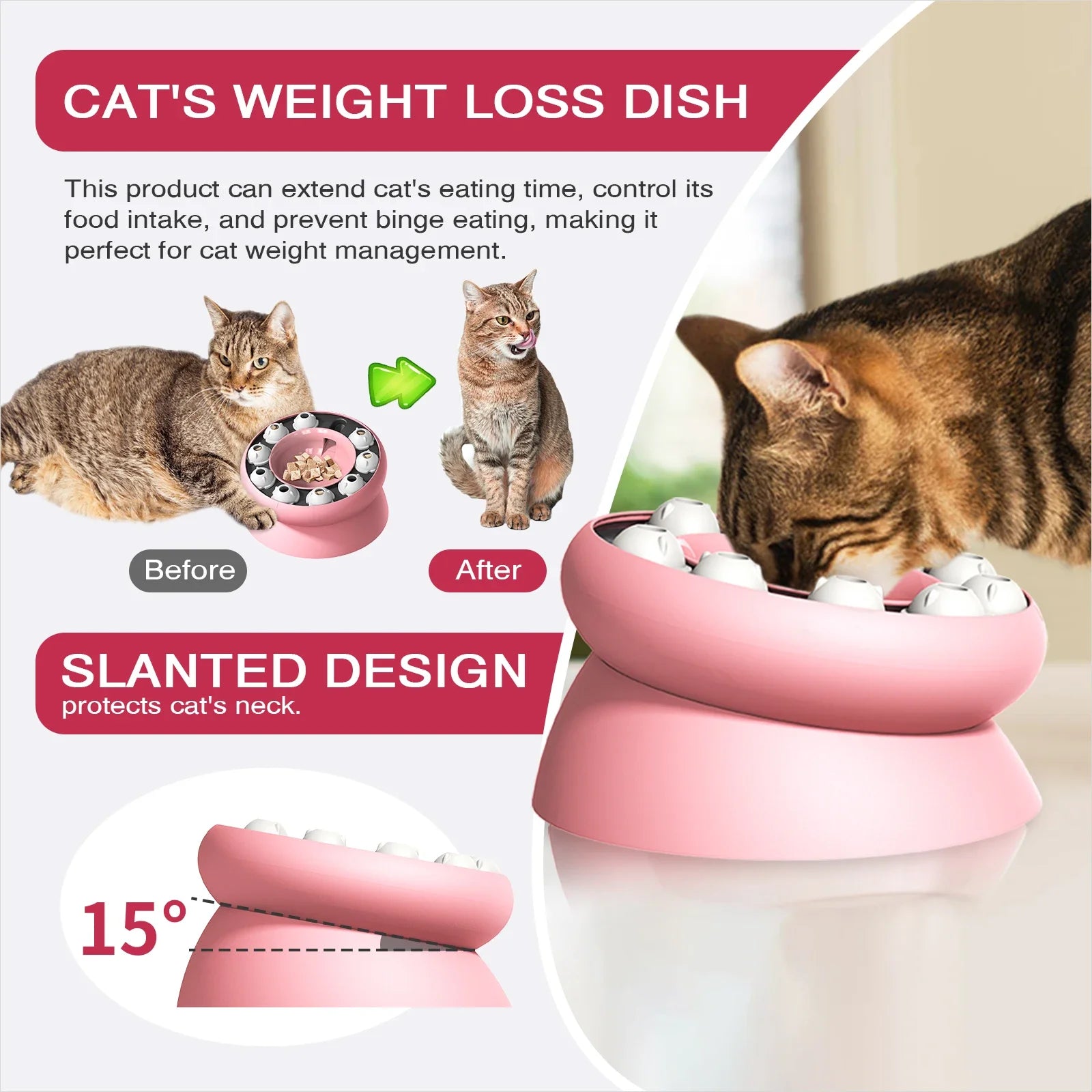 Interactive Cat Puzzle Feeder Slow Food Bowl Toy for Cats UK