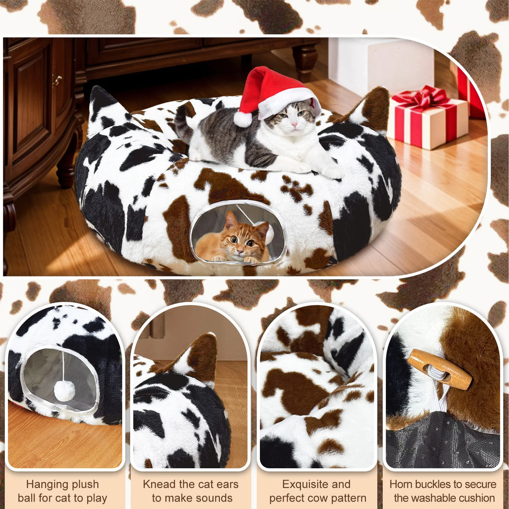 Christmas Cat Bed with Toys | Cozy Winter Pet House for Cats