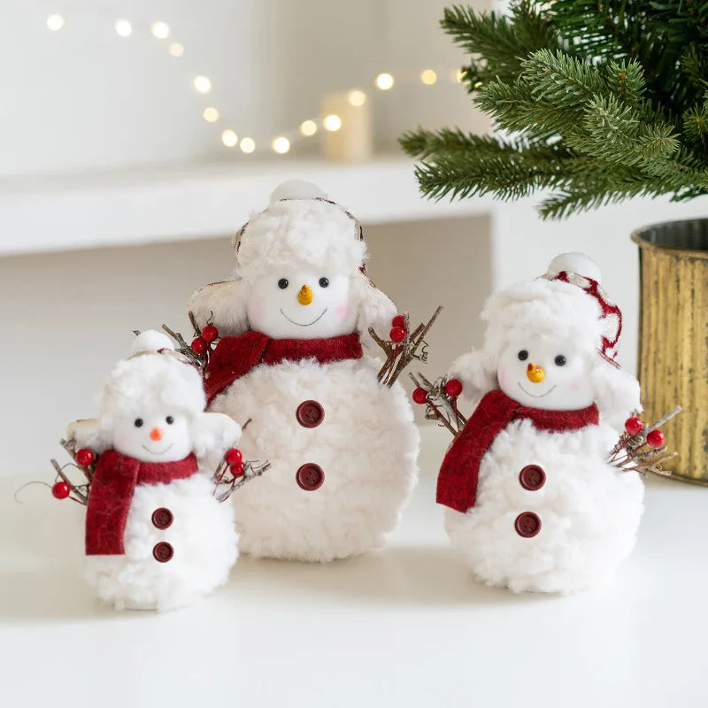 EURO VIBE Snowman Plush Decoration Set – Cute Christmas Table Ornaments