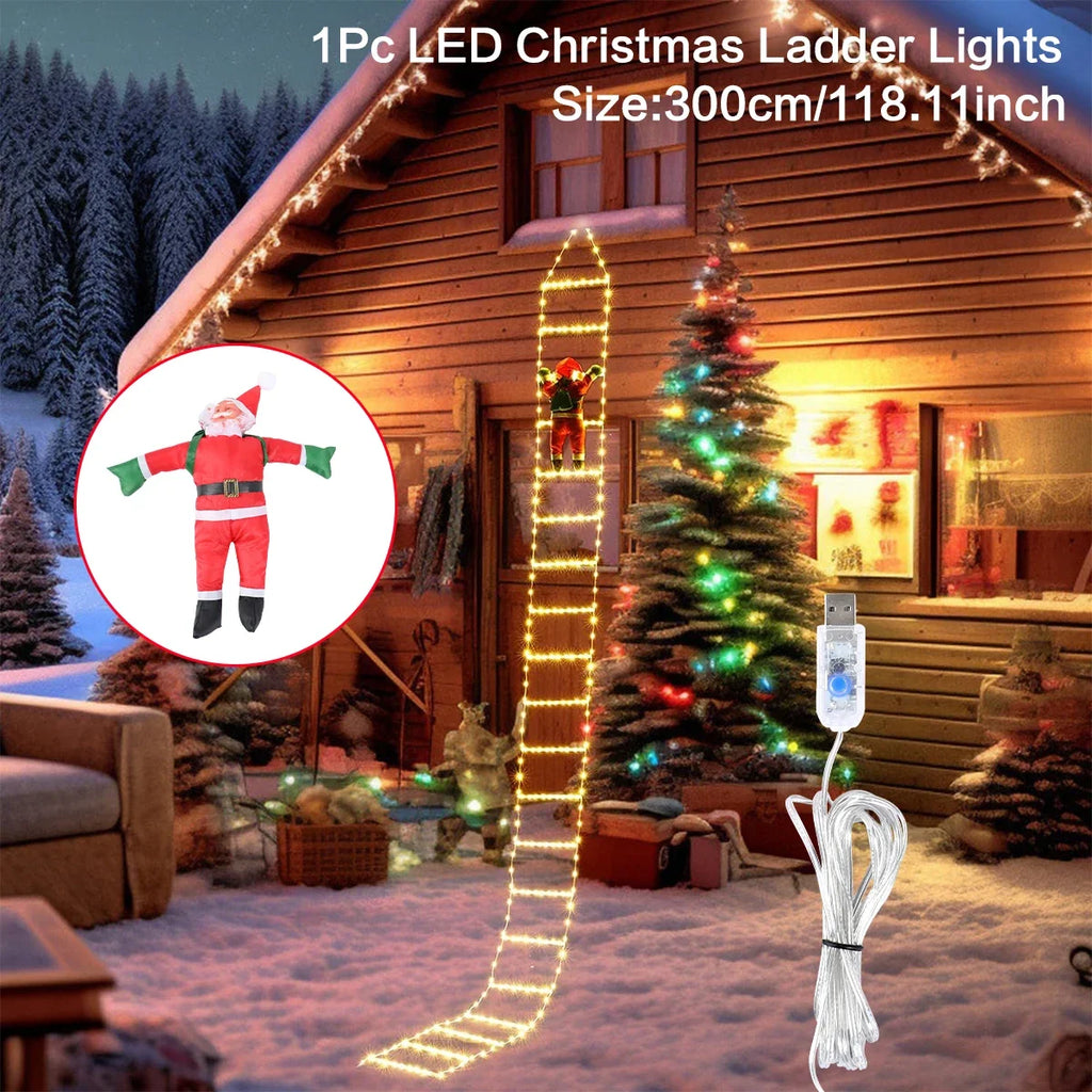EURO VIBE LED Climbing Santa Ladder Light | Outdoor Christmas Decor