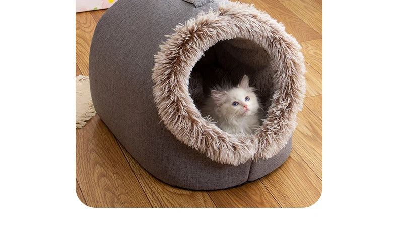“Cozy Cat Cave Bed – Soft Warm Pet House for Indoor Cats & Kittens”
