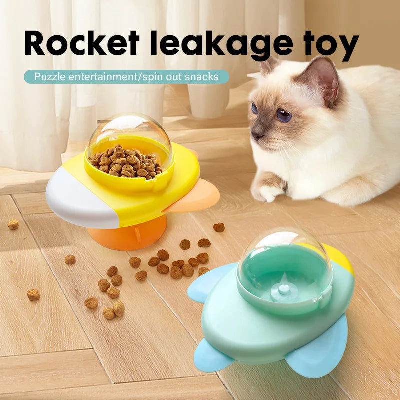 EURO VIBE Rocket Cat Treat Dispenser | Interactive Puzzle Toy
