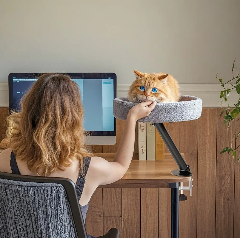 EURO VIBE Adjustable Cat Desk Perch Bed | Comfortable Rest Spot