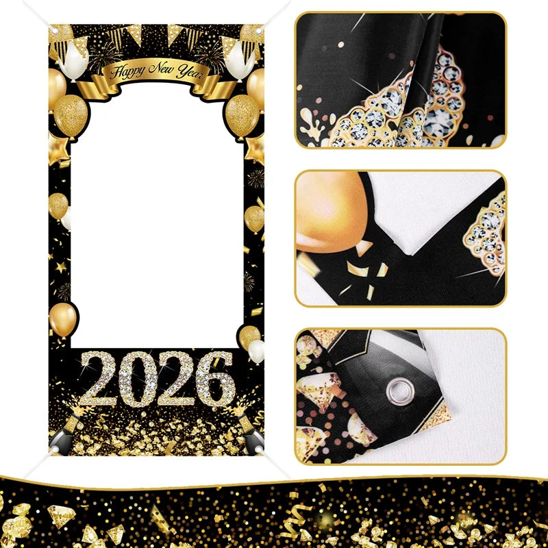 EURO VIBE New Year 2026 Photo Booth Frame – Party Decoration Prop