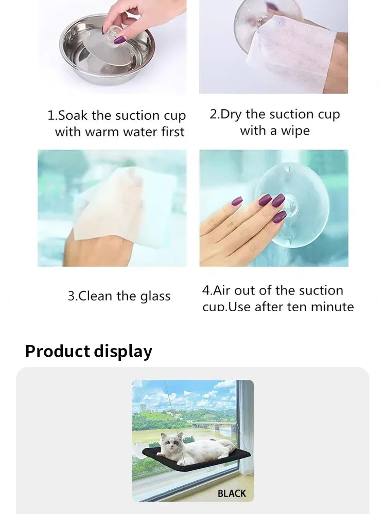 “Premium Cat Window Hammock – Strong Suction, Elevated Lounging Spot