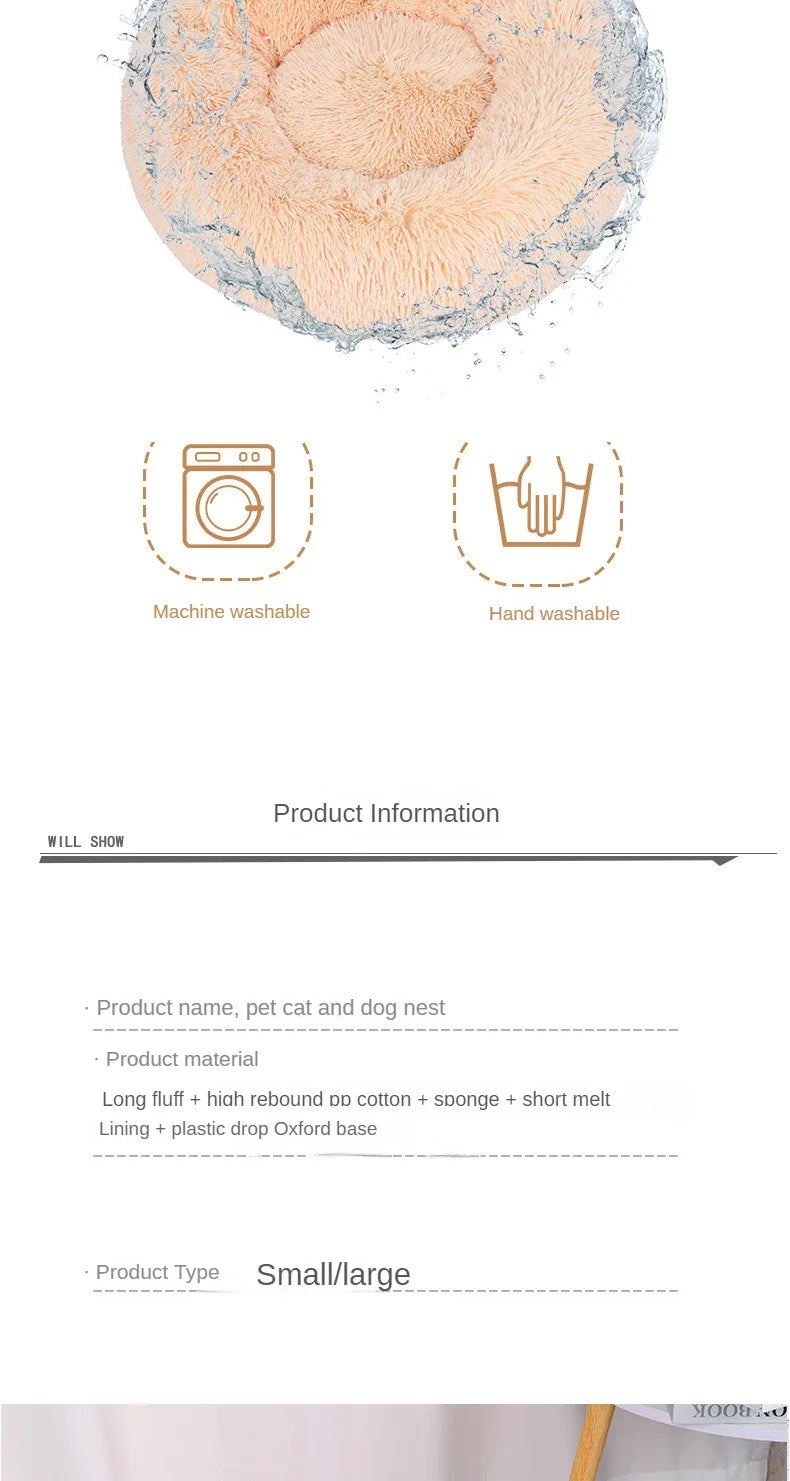 Fluffy Donut Cat Bed – Premium Soft Round Pet Cushion UK