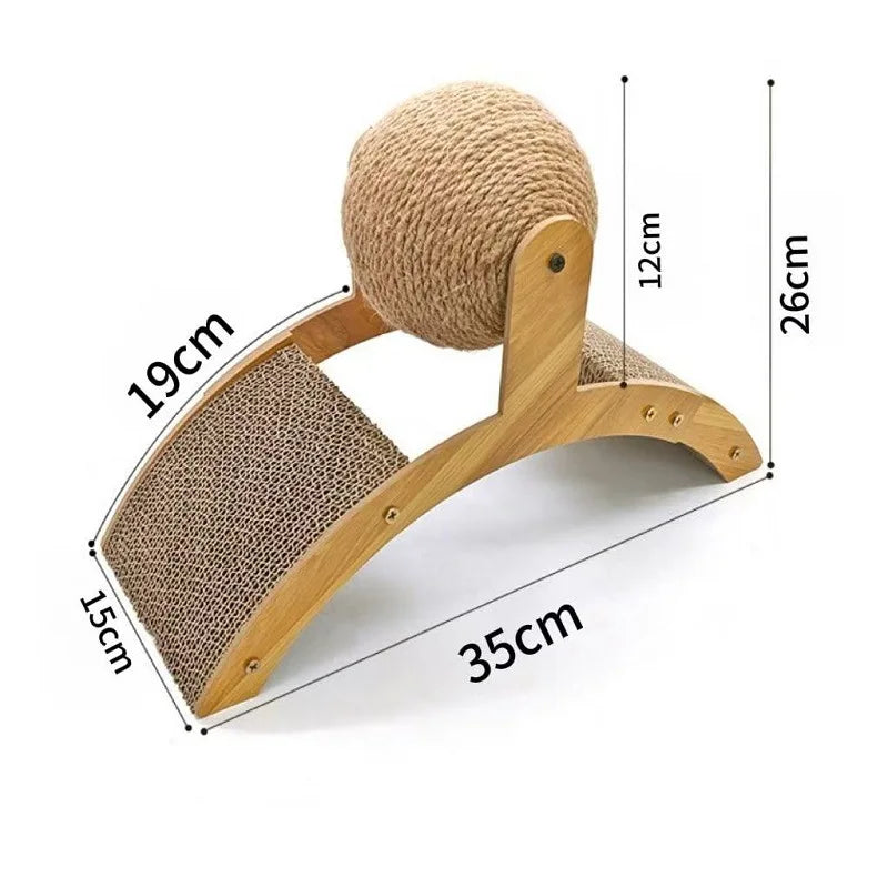 Wooden Cat Scratching Board with Sisal Ball | EURO VIBE