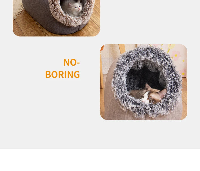 “Cozy Cat Cave Bed – Soft Warm Pet House for Indoor Cats & Kittens”