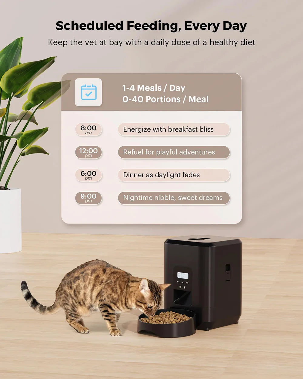 EURO VIBE Smart WiFi Automatic Pet Feeder | App-Controlled Dispenser