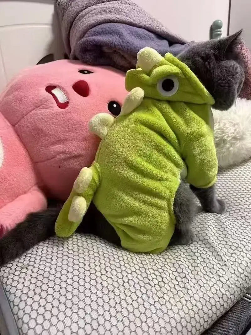 “Cute Dino Dog Costume – Green Dinosaur Outfit for Small & Medium Dogs