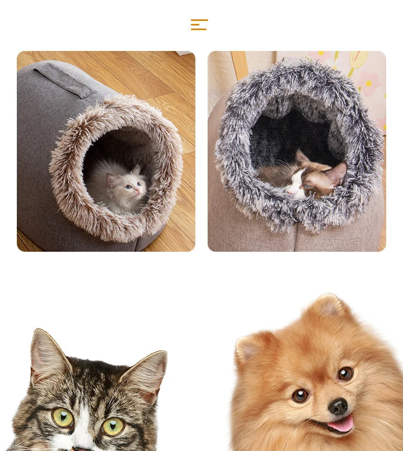 “Cozy Cat Cave Bed – Soft Warm Pet House for Indoor Cats & Kittens”
