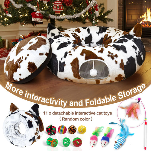 Christmas Cat Bed with Toys | Cozy Winter Pet House for Cats