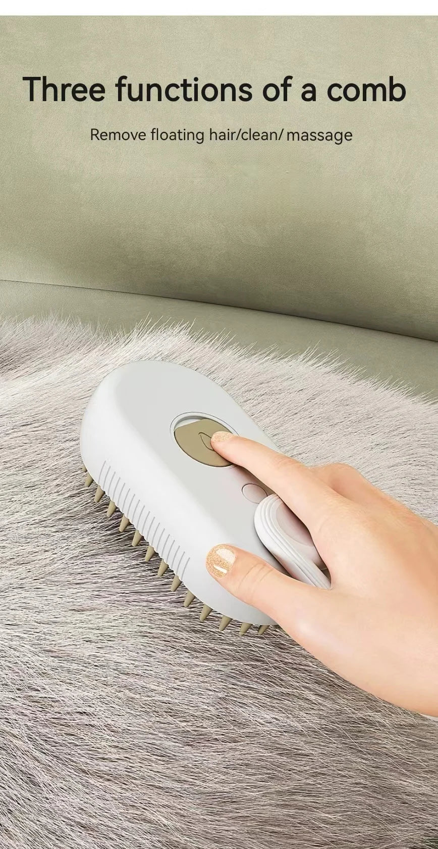 EURO VIBE Steam Pet Grooming Brush for Dogs & Cats – Hair Remover