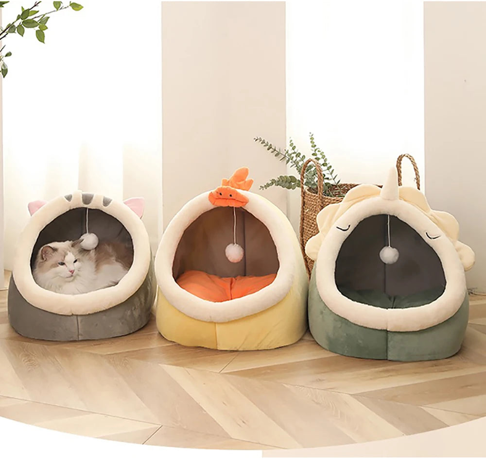 “Cozy Cat Cave Bed UK | EURO VIBE Plush Enclosed Cat House”