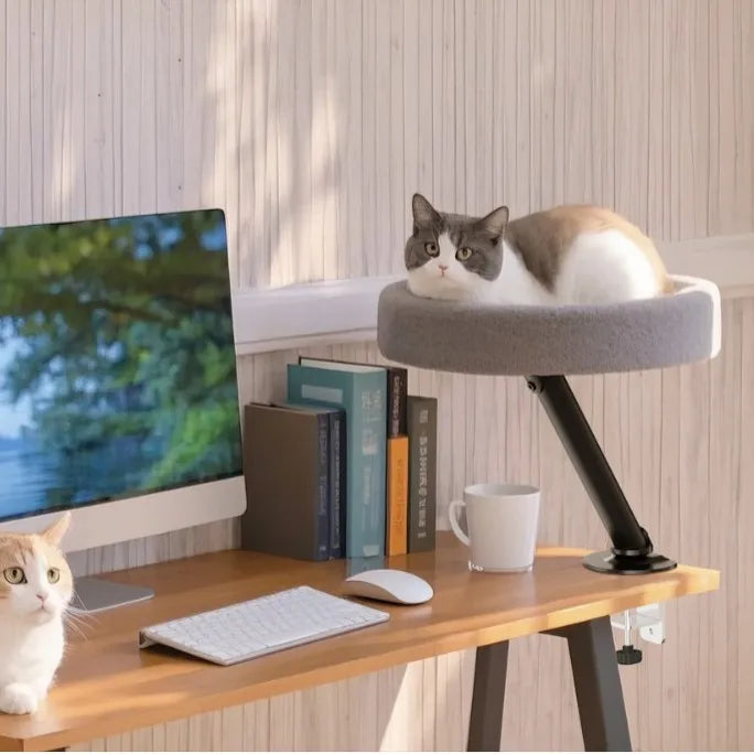 EURO VIBE Adjustable Cat Desk Perch Bed | Comfortable Rest Spot