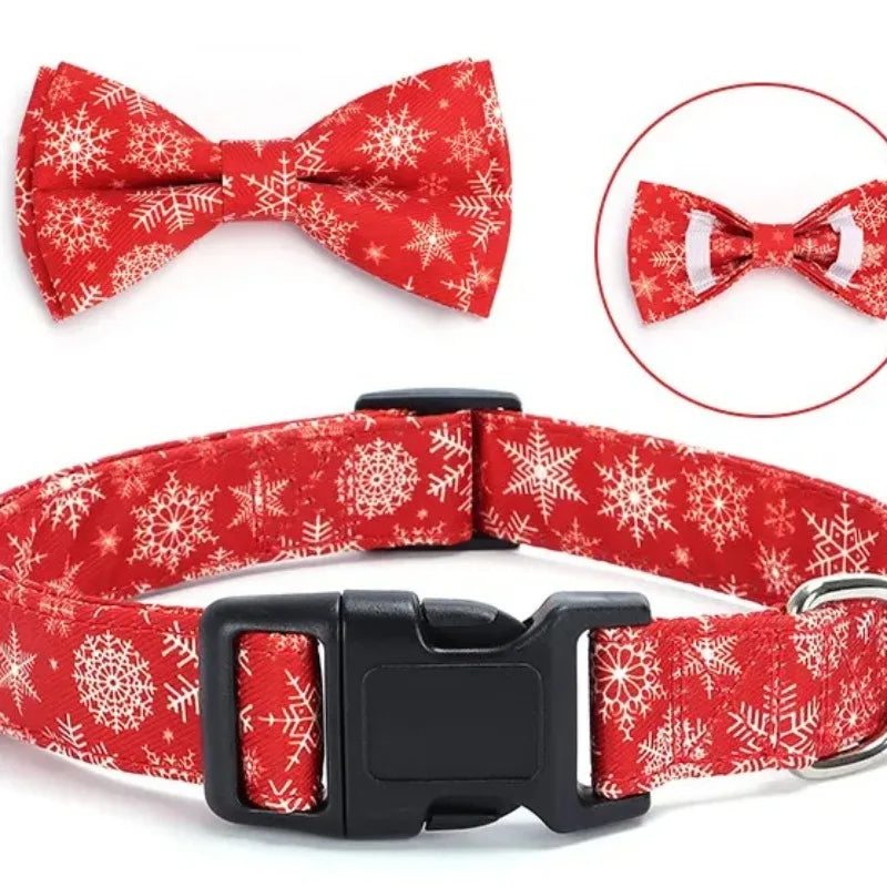 Christmas Dog Collar, Bow Tie & Leash Set – Festive Pet Accessories