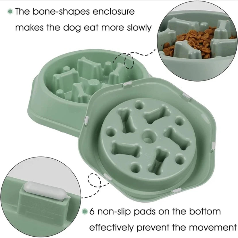 EURO VIBE Slow Feeder Dog Bowl – Anti-Gulping Pet Feeding Dish UK