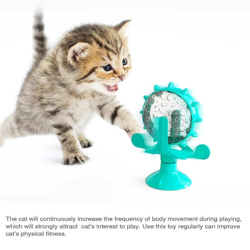 EURO VIBE Spinning Cat Treat Dispenser Toy | Interactive Feeder