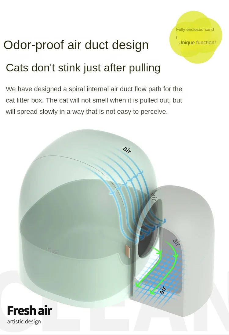“Modern Enclosed Cat Litter Box & Hideaway – Stylish Cat Toilet
