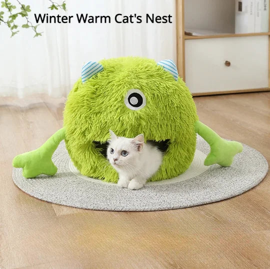 “Frog Shaped Pet Bed – Soft Winter Cat & Dog Cozy Nest”