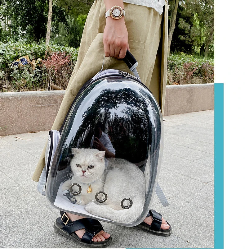 “Space Capsule Pet Backpack – Breathable Transparent Cat Carrier Bag”