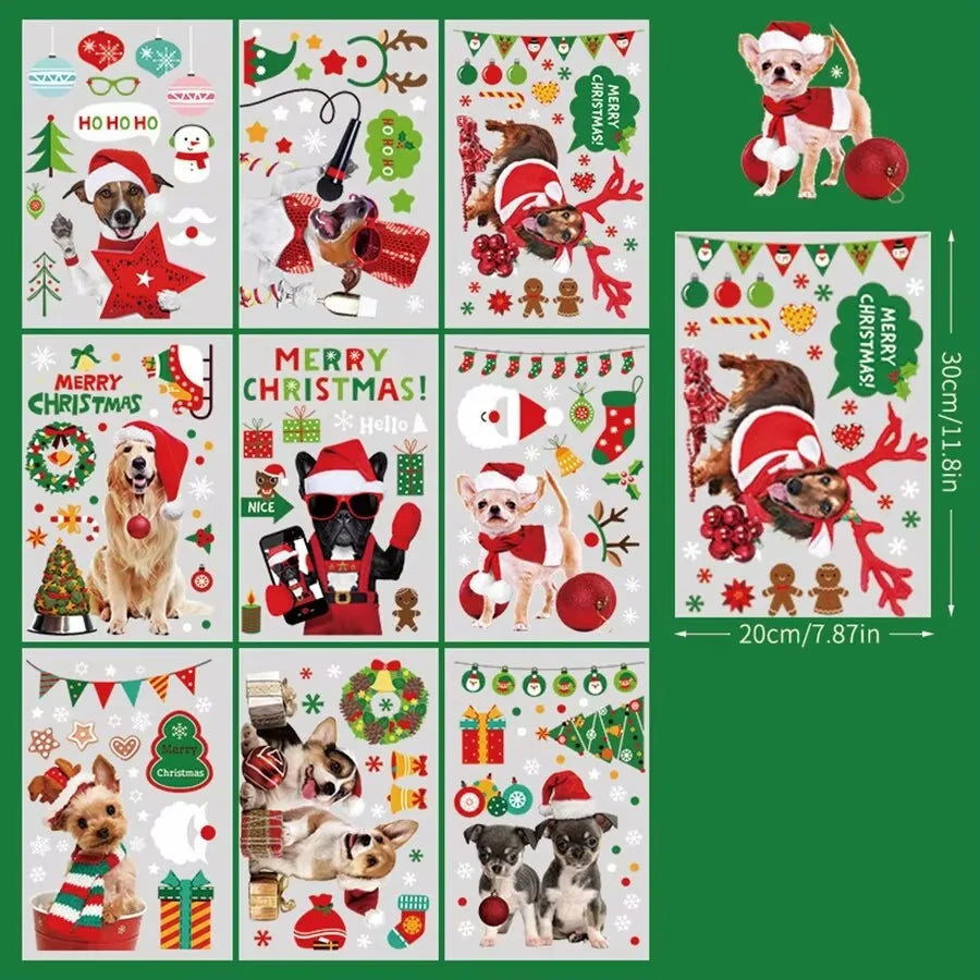 EURO VIBE Christmas Window Stickers – Santa Reindeer Snowman Decals