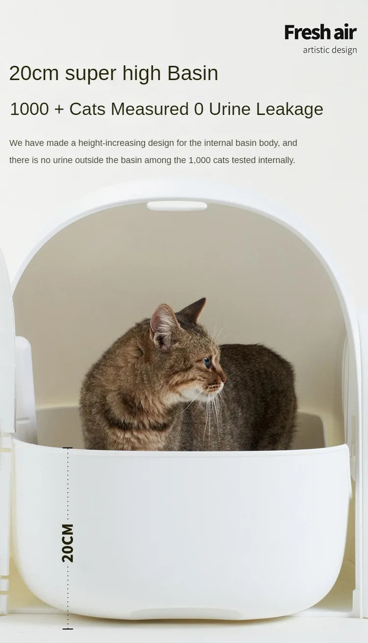 “Modern Enclosed Cat Litter Box & Hideaway – Stylish Cat Toilet