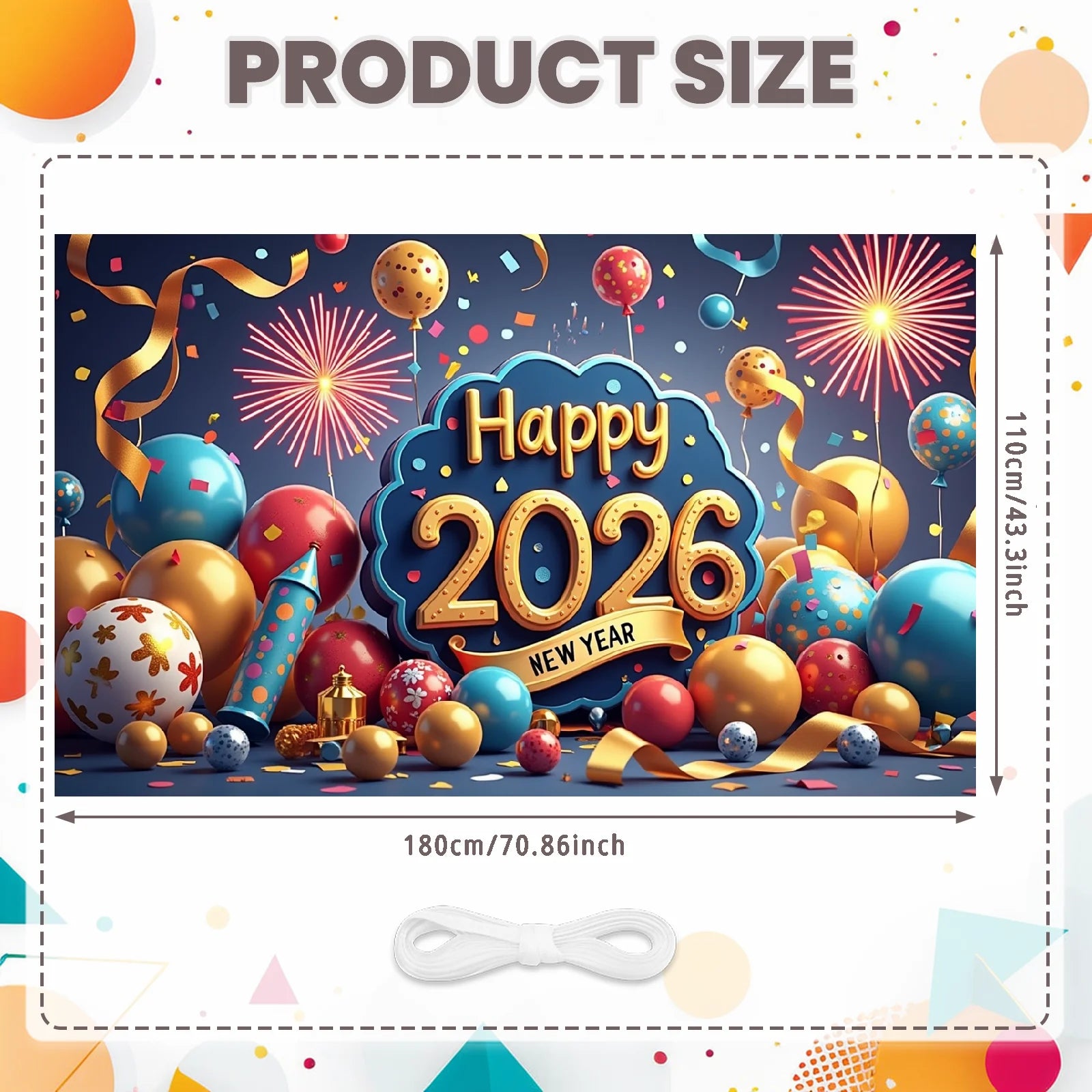 New Year 2026 Backdrop – Gold Party Banner for Photos | EURO VIBE