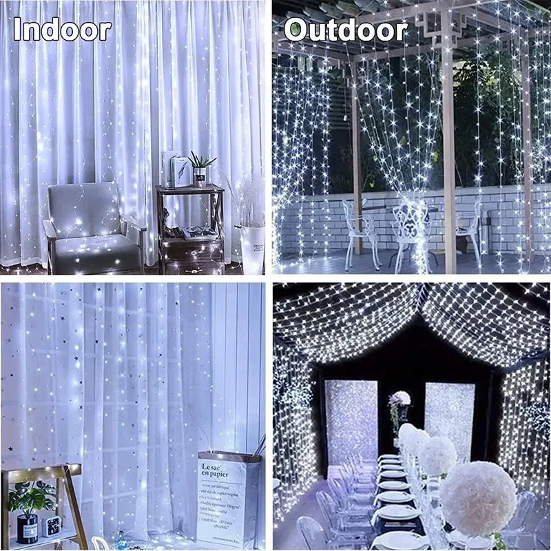 EURO VIBE 3M 300 LED Curtain Fairy Lights – Warm White Indoor Outdoor Décor