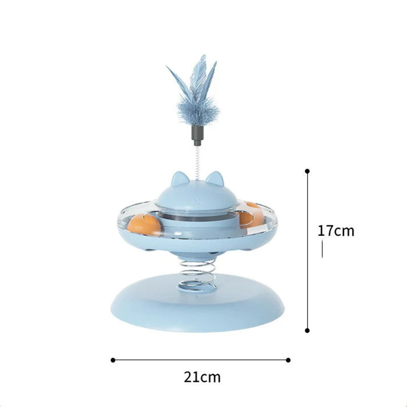 Interactive Cat Toy Spring Feather Teaser Food Dispenser UK