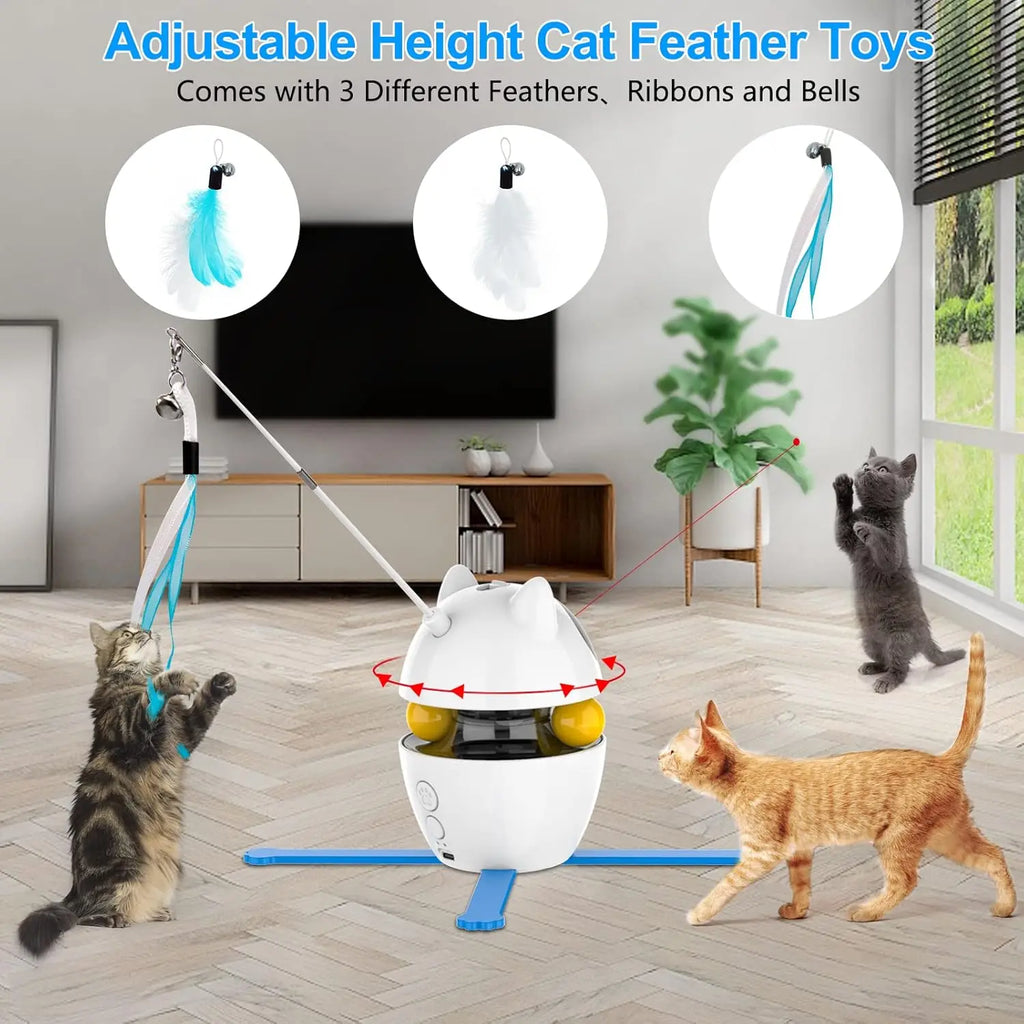 Automatic Interactive Cat Toy with Laser & Rotating Feather Fun