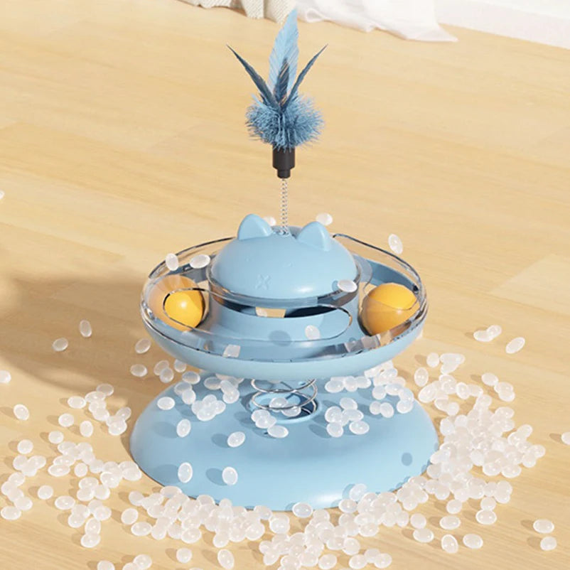Interactive Cat Toy Spring Feather Teaser Food Dispenser UK