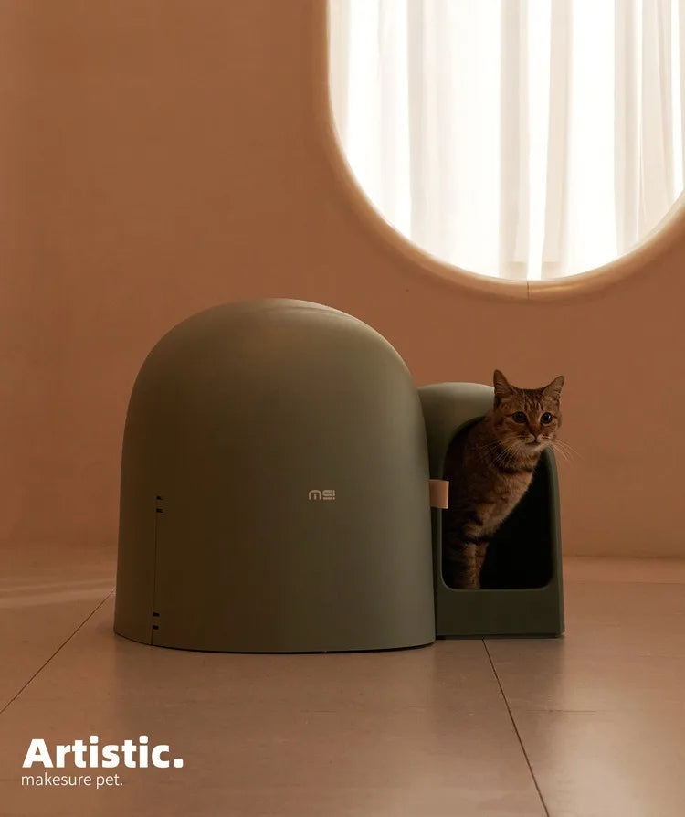 “Modern Enclosed Cat Litter Box & Hideaway – Stylish Cat Toilet