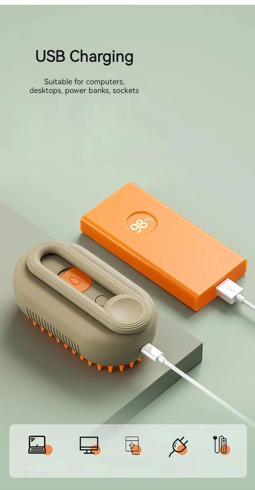 EURO VIBE Steam Pet Grooming Brush for Dogs & Cats – Hair Remover