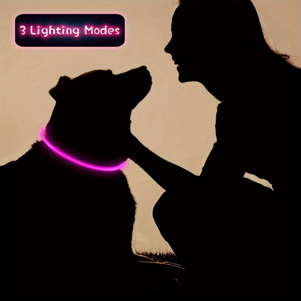LED Glow Safety Dog Collar – Rechargeable Light Up Pet Neck Ring UK