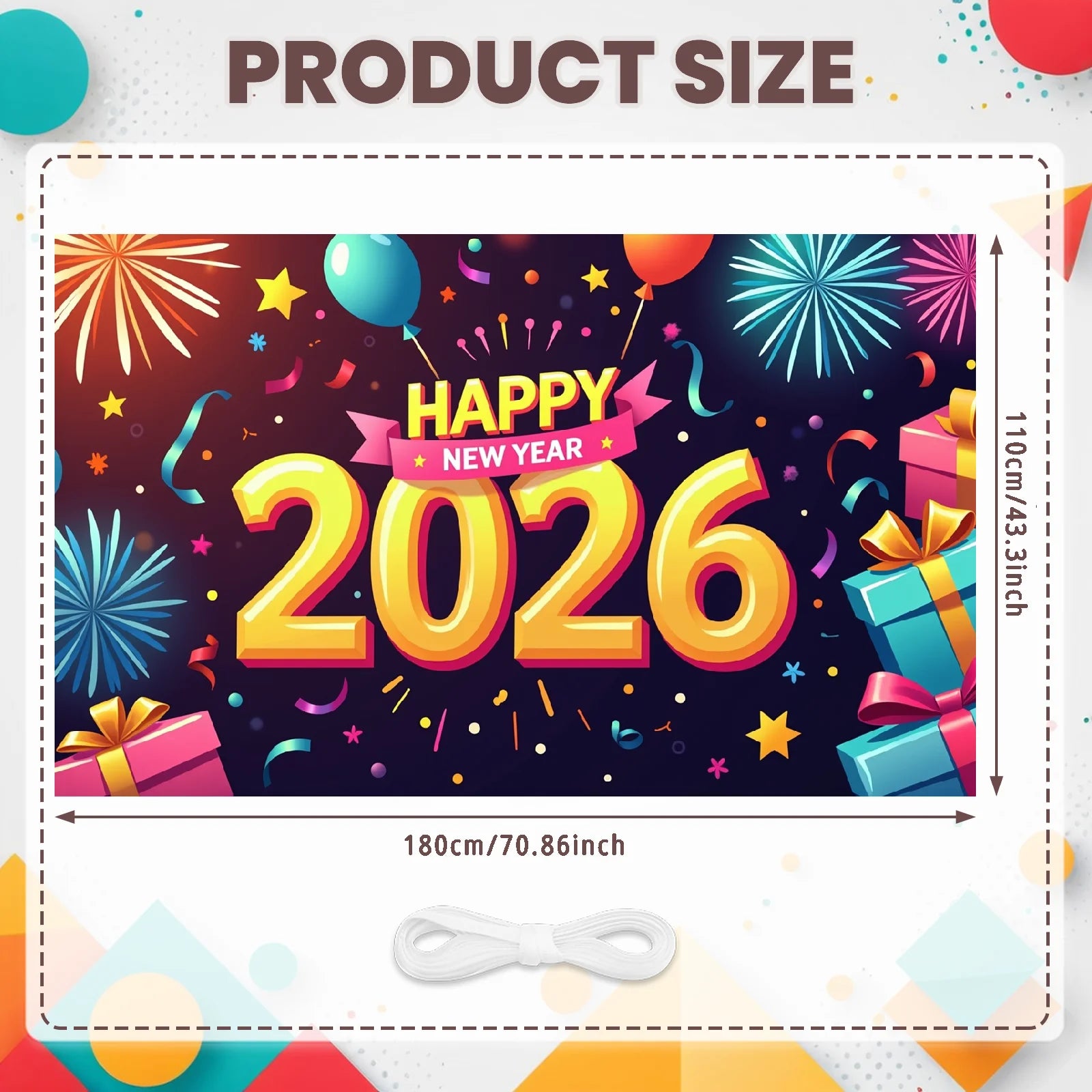 New Year 2026 Backdrop – Gold Party Banner for Photos | EURO VIBE
