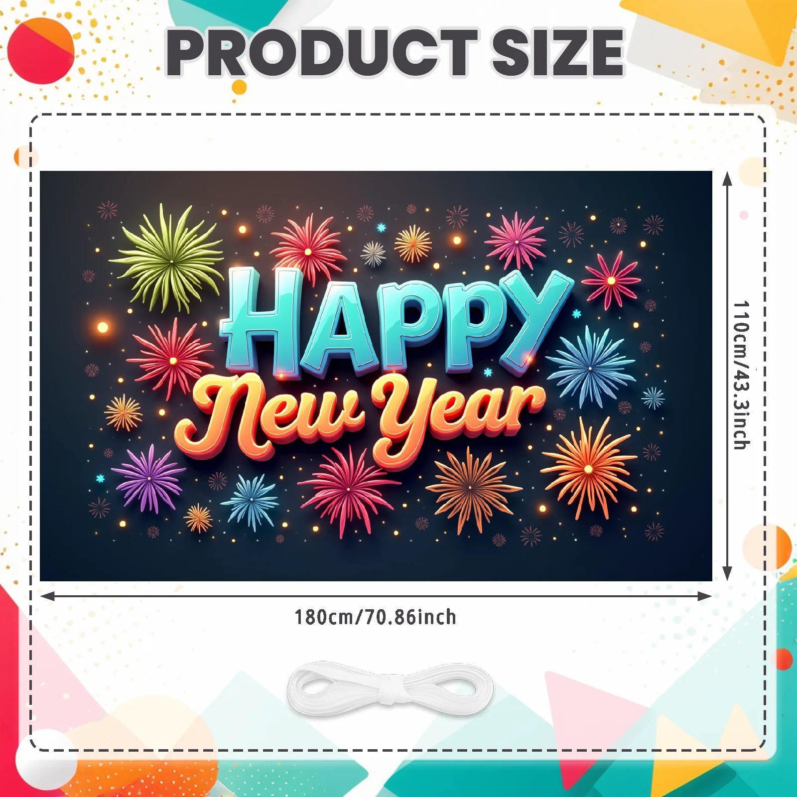 New Year 2026 Backdrop – Gold Party Banner for Photos | EURO VIBE