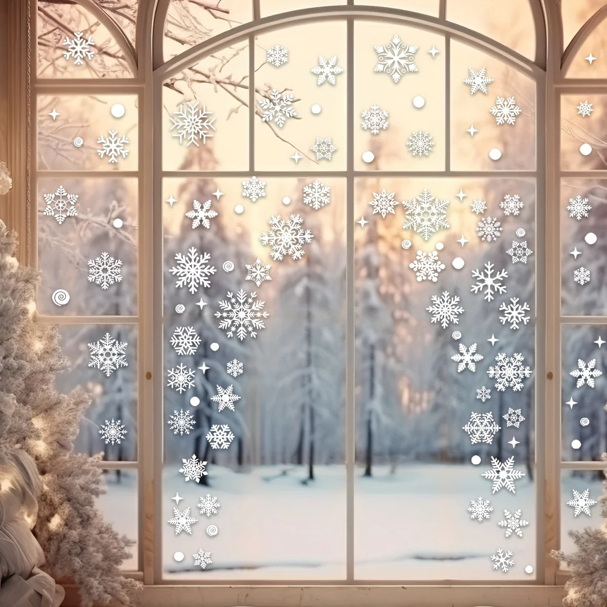 EURO VIBE Snowflake Window Stickers – Christmas Winter Window Décor